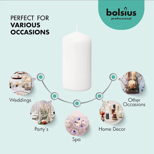 Miniatura 4 de BOLSIUS 12 velas blancas de pilar a granel, juego de velas sin perfume de 2.3 x 4.7 pulgadas, 33 horas de combustión limpia, sin aceite de palma, 0%
