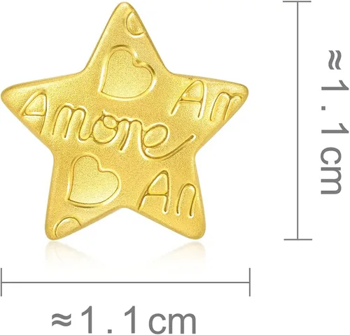 Miniatura 4 de Chow Sang Sang 999 - Aretes de oro macizo de 24 quilates con mensaje Amore 92645E se venden solos no pares