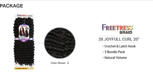 Miniatura 3 de Trenza de ganchillo Freetress - 3 rizos JOYFULL de 20 pulgadas (1 negro azabache)