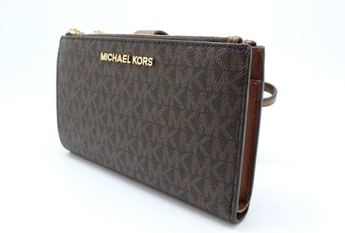 Miniatura 5 de Michael Kors - Cartera de viaje con doble cremallera de PVC marrón