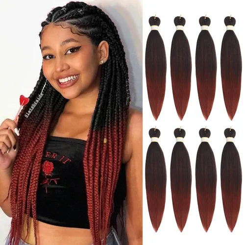 Miniatura 10 de Beyond Beauty - Trenzas preestiradas de cabello profesional sin picazón, ajuste de agua caliente, fibra sintética, textura Yaki, extensiones