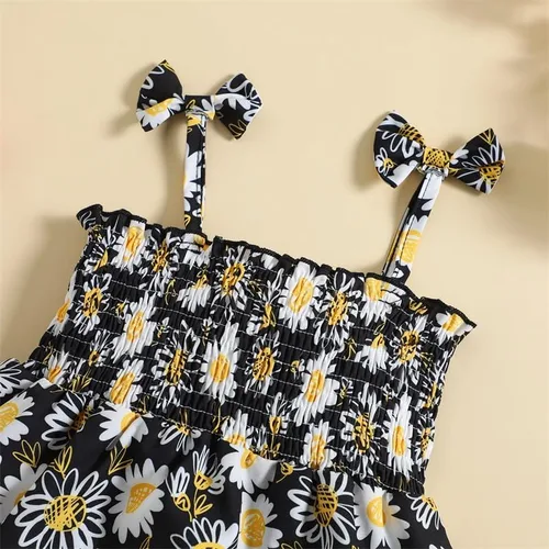 Miniatura 3 de Ropa para bebé recién nacida, estilo bohemio, floral, sin mangas, con lazo, con volantes y diadema