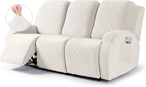 Miniatura 33 de VANSOFY Funda para silla reclinable, 3 piezas elásticas para silla reclinable, funda suave para silla reclinable, protector de muebles para perros