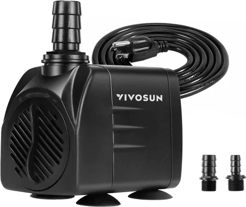 VIVOSUN Bomba sumergible de 480 GPH (1800 L/H, 25 W), bomba de agua ultra silenciosa con elevación de 7.2 pies, bomba de fuente con cable de
