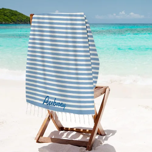 Miniatura 5 de Toalla de playa personalizada con borlas, toalla de playa turca personalizada de gran tamaño con nombre bordado para adultos y niños, piscina
