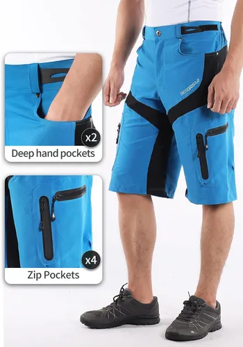Miniatura 27 de BERGRISAR Pantalones cortos de ciclismo para hombre, corte holgado, con 6 bolsillos