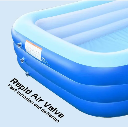 Miniatura 6 de Piscinas inflables, piscina inflable de tamaño completo de 118 x 66 x 21 pulgadas para niños y adultos, piscina familiar duradera, piscina infantil