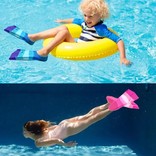 Miniatura 52 de Gugmoy Kids Swim Fins,Comfortable Silicone Flippers for Swimming and Diving,Size Suitable Beginners Kids Girls Boys Adults