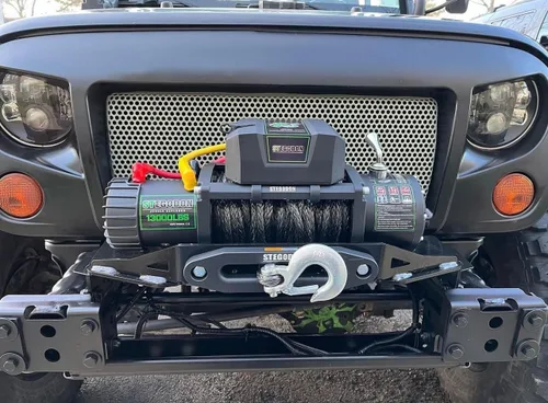 Miniatura 7 de Cabrestante de 13,000 libras Cabrestante eléctrico de 12V con cuerda sintética Cabrestante Rough Country con pasacabos Hawse, mango con cable