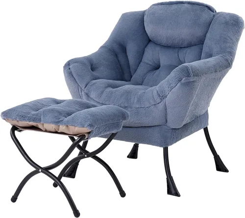 Welnow - Silla perezosa con otomana, moderna silla de descanso con reposabrazos y bolsillo lateral, juego de sillón tapizado de ocio, sillón de