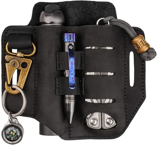 Miniatura 9 de Funda de cuero EDC, organizador de bolsillo de cuero multiherramienta