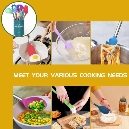 Miniatura 3 de Umite Chef Juego de Utensilios de Cocina, 15 piezas Juego de Utensilios de Cocina de Silicona para Cocinar, Silicona Antiadherente con Mango