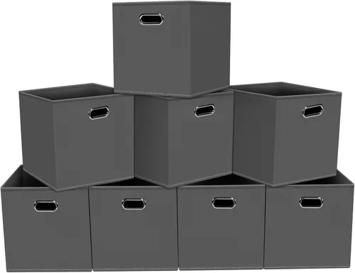 Miniatura 31 de Contenedores de almacenamiento de tela, organizadores de tela con asa, cubos plegables para almacenamiento de tela o accesorios, 11 x 11 x 11 Naranja