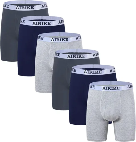 AIRIKE Calzoncillos tipo bóxer para hombre, ropa interior negra suave, talla grande y alta