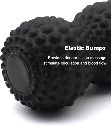 Miniatura 4 de KITWILD Pelota de masaje en forma de maní, bola de masaje doble en forma de lacrosse para masaje de tejido profundo, terapia física, liberación Negro