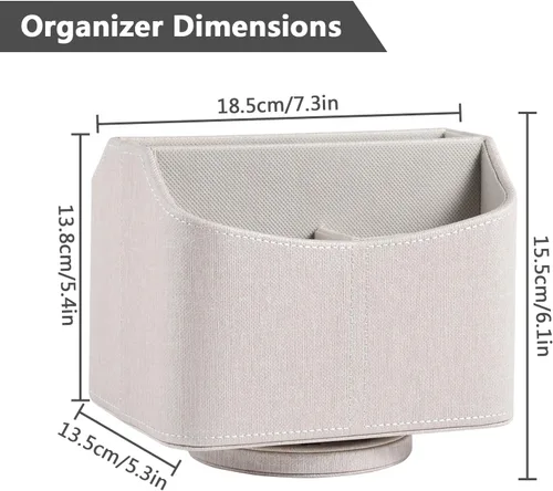 Miniatura 2 de Soporte de cuero para control remoto giratorio de 360 grados, organizador giratorio de escritorio para mandos a distancia de TV, bolígrafo, Beige