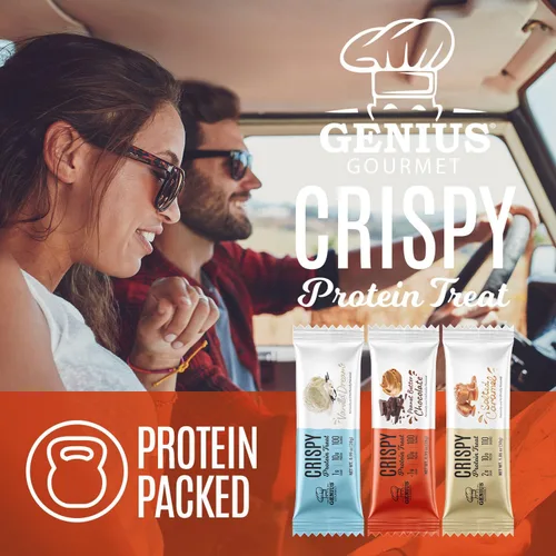 Miniatura 7 de Genius Gourmet Golosina de proteína crujiente, mantequilla de maní de chocolate, aperitivo Keto, bajo en carbohidratos, bajo en azúcar y sin gluten