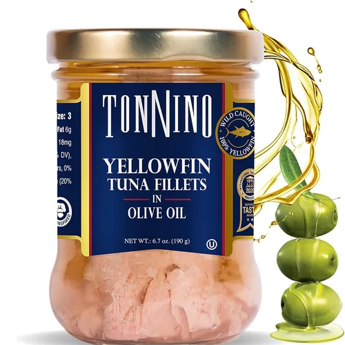 Miniatura 16 de Tonnino Filetes de atún bajos en calorías y sin gluten de aleta amarilla en aceite de oliva, 6.3 onzas, pimienta negra (paquete de 6)
