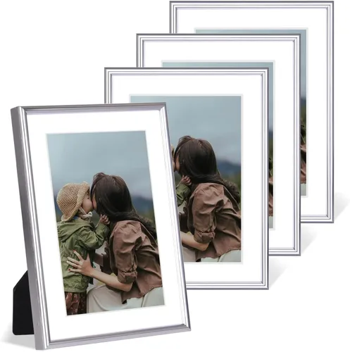 Miniatura 44 de 9x12 Picture Frame Set of 4, Matted Black Simple Modern Brushed Thin Aluminum Metal Photo Frame Fits 6x8 with Mat or 9 x 12 without Mat Vertical and