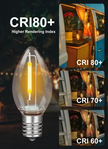 Miniatura 4 de Paquete de 25 bombillas LED de luz nocturna, bombillas LED de repuesto C7 irrompibles para luces de cadena, bombillas para lámpara de sal base E12