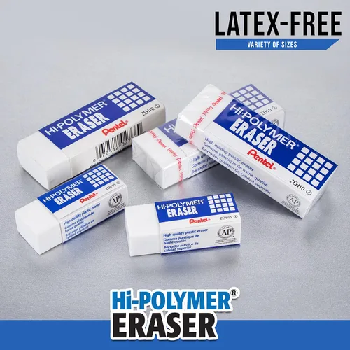 Miniatura 5 de Pentel - Borrador de bloque de alto polímero, grande, blanco, paquete de 10 borradores ZEH-10 (ZEH10PC10)