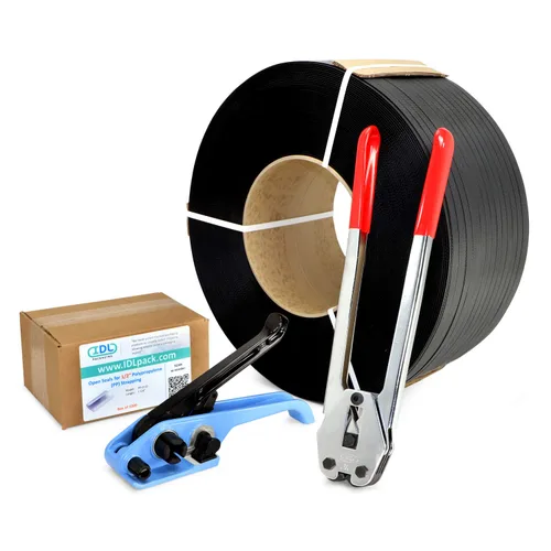 Miniatura 21 de IDL Packaging Kit de flejado industrial de polipropileno (PP) de 1/2 pulgada x 9000 pies, resistencia a la rotura de 300 libras - Solución completa