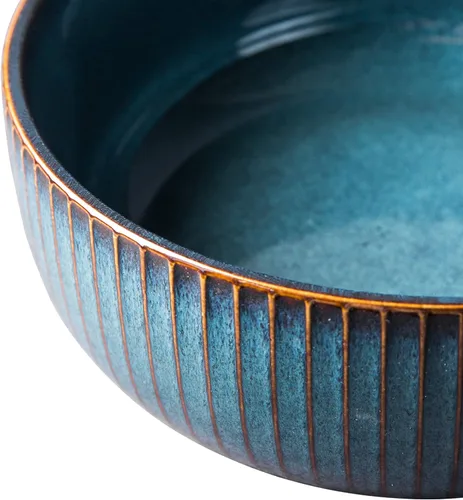 Miniatura 5 de CSYY Ensaladera de 66 onzas, 8 pulgadas, cuencos de sopa grandes, cuenco redondo de porcelana azul decorativo para ensalada, papas fritas, cereales
