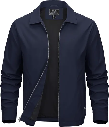 Miniatura 12 de MAGCOMSEN Chaquetas Ligeras para Hombre con Cremallera Completa Abrigo Ligero Chaqueta de Cuello Extendido Chaqueta Cortavientos Casual