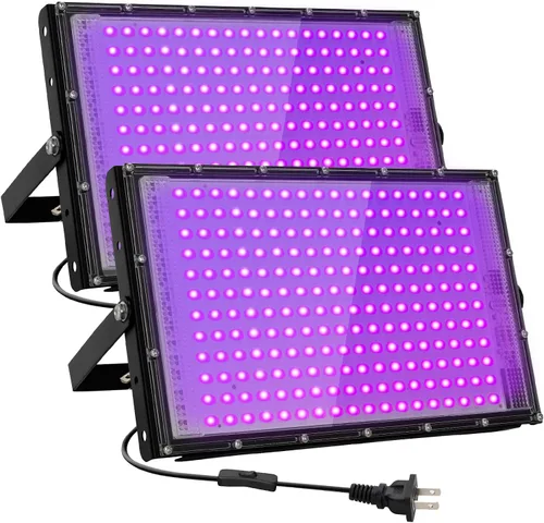 Miniatura 9 de Luces LED negras de 100 W para fiesta brillante, IP65, impermeable, UV, luz negra, reflector de luz negra de 395 nm, luz negra, luces de inundación
