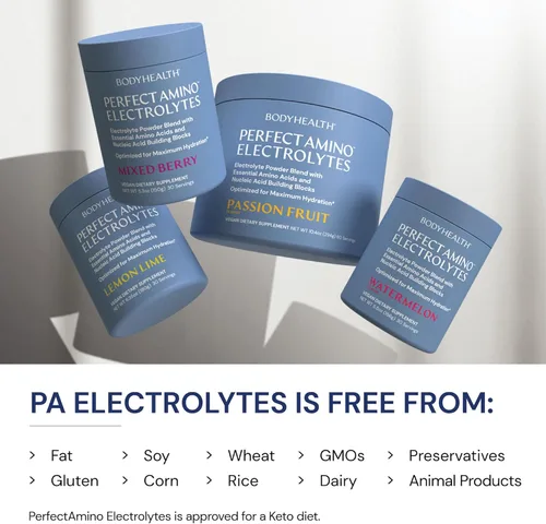 Miniatura 7 de BodyHealth PerfectAmino Polvo de Electrolitos Sin Azúcar, Hidratación Ayuno Keto Cero Azúcar Mezcla de Bebida de Electrolitos con Minerales Traza