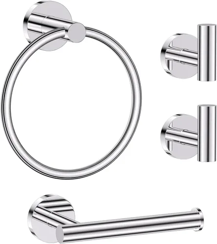Miniatura 20 de Lairuier Juego de accesorios de baño, juego de 4 piezas de soporte para toallas que incluye soporte para papel higiénico, anillo para toallas y 2