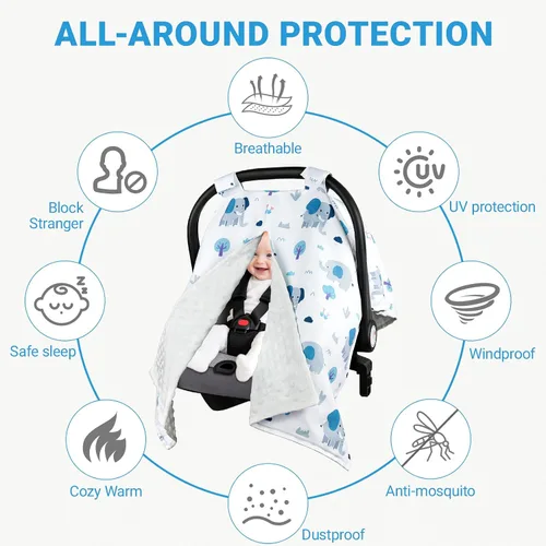 Miniatura 4 de Metplus Funda para asiento de coche 2 en 1 para bebé, toldo para asiento de coche para bebés, funda de lactancia multiusos para mamá, fundas