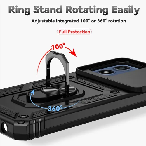 Miniatura 5 de Funda para teléfono SunStory para Motorola Moto G Play 2024 con protector de pantalla HD y cubierta deslizante para la cámara y soporte con patas