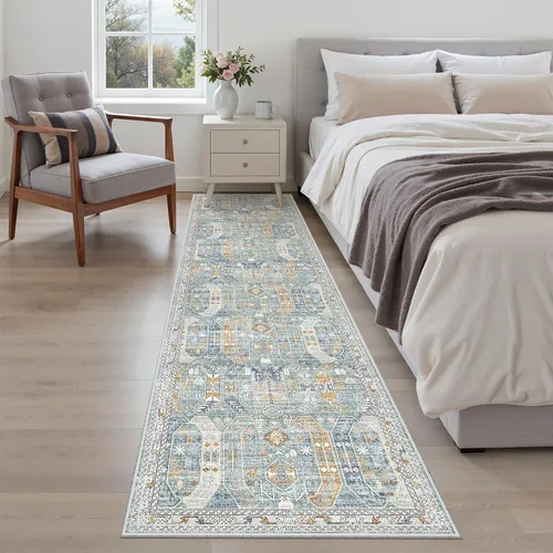 Miniatura 153 de Madane Tapete lavable de 2 x 10 pies para pasillo, cocina, recibidor, clásico, suave, antideslizante para interiores, casa de campo, baño, sala