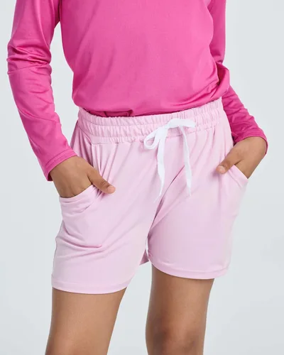 Miniatura 2 de Real Essentials 4 Pack Pantalones cortos de rendimiento atlético para niñas, con ajuste seco, para correr, con cordón y bolsillos
