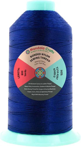 Miniatura 343 de Mandala Crafts - Hilo de nailon para coser cuero, tapicería, mezclilla y para trenzar el pelo; resistente, 1500 yardas, tamaño 69 T70 Marrón