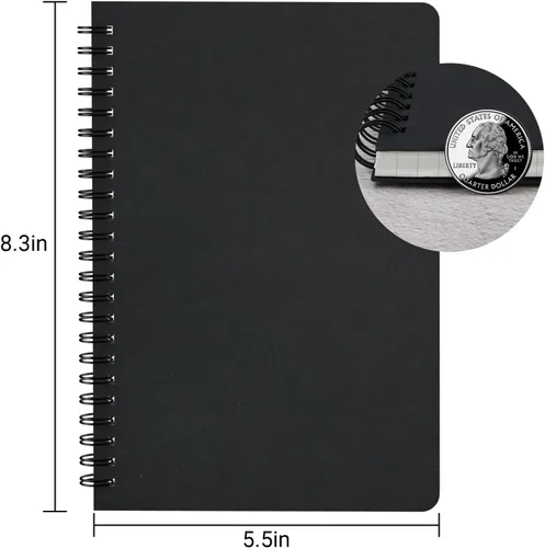 Miniatura 2 de EUSOAR Cuaderno de espiral de papel cuadriculado, A5, paquete de 3 unidades de 5.5 x 8.3 pulgadas, 120 páginas de tapa dura, cuaderno de bocetos