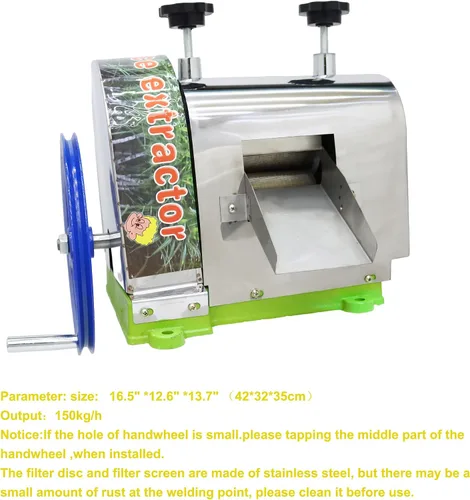 Miniatura 6 de Exprimidor de caña de azúcar, extractor manual de jugo de caña de azúcar, entrada de 2.4 pulgadas, 330 lbs/h, salida de tres rodillos, exprimidor