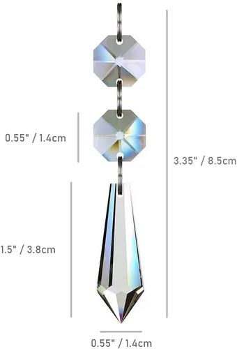 Miniatura 7 de 20pcs 1.496 in Candelabro Cristales Piezas de Repuesto Prismas Colgantes Colgantes Colgante Claro Carámbano Caída con Cuentas Octágonas de Vidrio