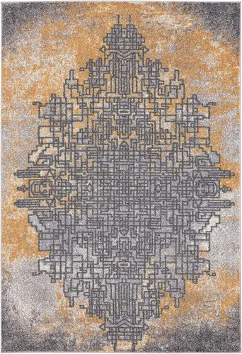Miniatura 3 de Abani Alfombra de arte abstracto gris y amarillo, alfombra de estilo contemporáneo, colección Laguna, moderna, de 3 x 5 pies, rectangular