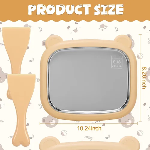 Miniatura 2 de Lewtemi Kit para hacer helado enrollado, bandeja de helado instantánea con 2 raspadores, no requiere electricidad, placa fría de acero inoxidable