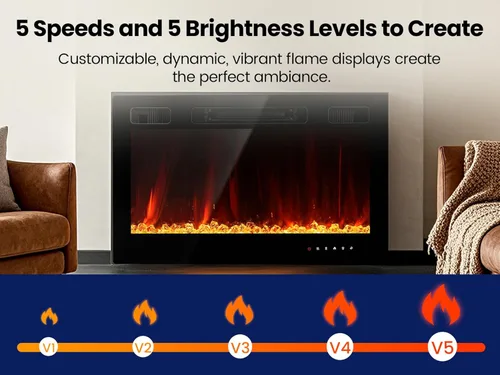 Miniatura 2 de Chimenea eléctrica de inserción Realsmart de 30" 1500W, chimeneas de pared montadas, calentadores empotrados, aptas para 2 X 6 stub, control remoto