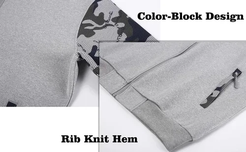 Miniatura 3 de MAGCOMSEN Conjunto deportivo de 2 piezas para hombre, con cremallera completa, traje deportivo para hombre, trajes casuales de camuflaje