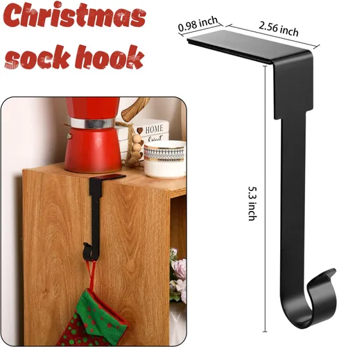 Miniatura 2 de 6 piezas de soportes para calcetines de Navidad para repisa, ganchos para colgar calcetines de metal, ganchos para ornamentos navideños, clips
