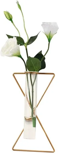 Miniatura 10 de Jarrón nórdico de pared, jarrón hidropónico geométrico dorado, maceta hidropónica para colgar en la pared, jarrón decorativo para centros de mesa