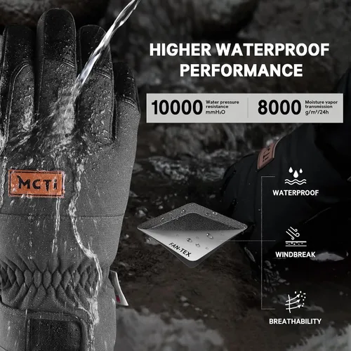 Miniatura 3 de MCTi Winter Gloves Men's Waterproof Insulated Snow Gloves for Cold Weather