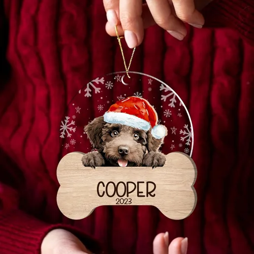 Miniatura 111 de Nazenti American Pit Bull Terrier Adorno de Navidad, adorno de perro fotográfico, adorno de perro personalizado, adornos de fotos de madera