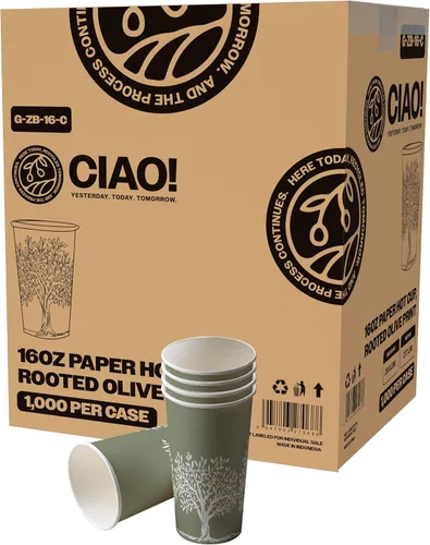 Miniatura 17 de CIAO! Vaso caliente de papel blanco de 20 onzas, desechable, 3.543 in de diámetro, 600