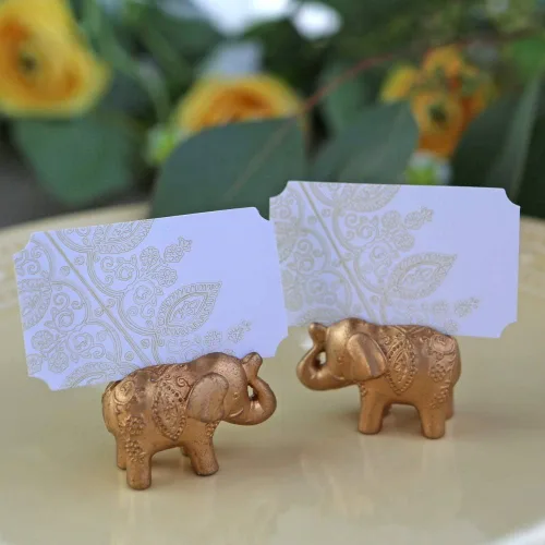 Miniatura 5 de Kate Aspen Lucky Golden Elephant - Portatarjetas de lugar, soportes para fotos, recuerdos de fiesta, decoraciones de boda india, tarjetas