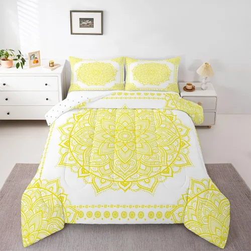 Miniatura 22 de Erosebridal Chic - Juego de edredón de flores tamaño Queen, juego de ropa de cama estética con mandala, juego de edredón gris turquesa, juego